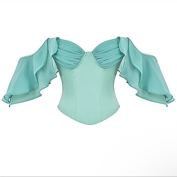 HOUSE OF CB 'Isabella' Jade Ruffle Sleeve Corset NWOT - Picture 4 of 15